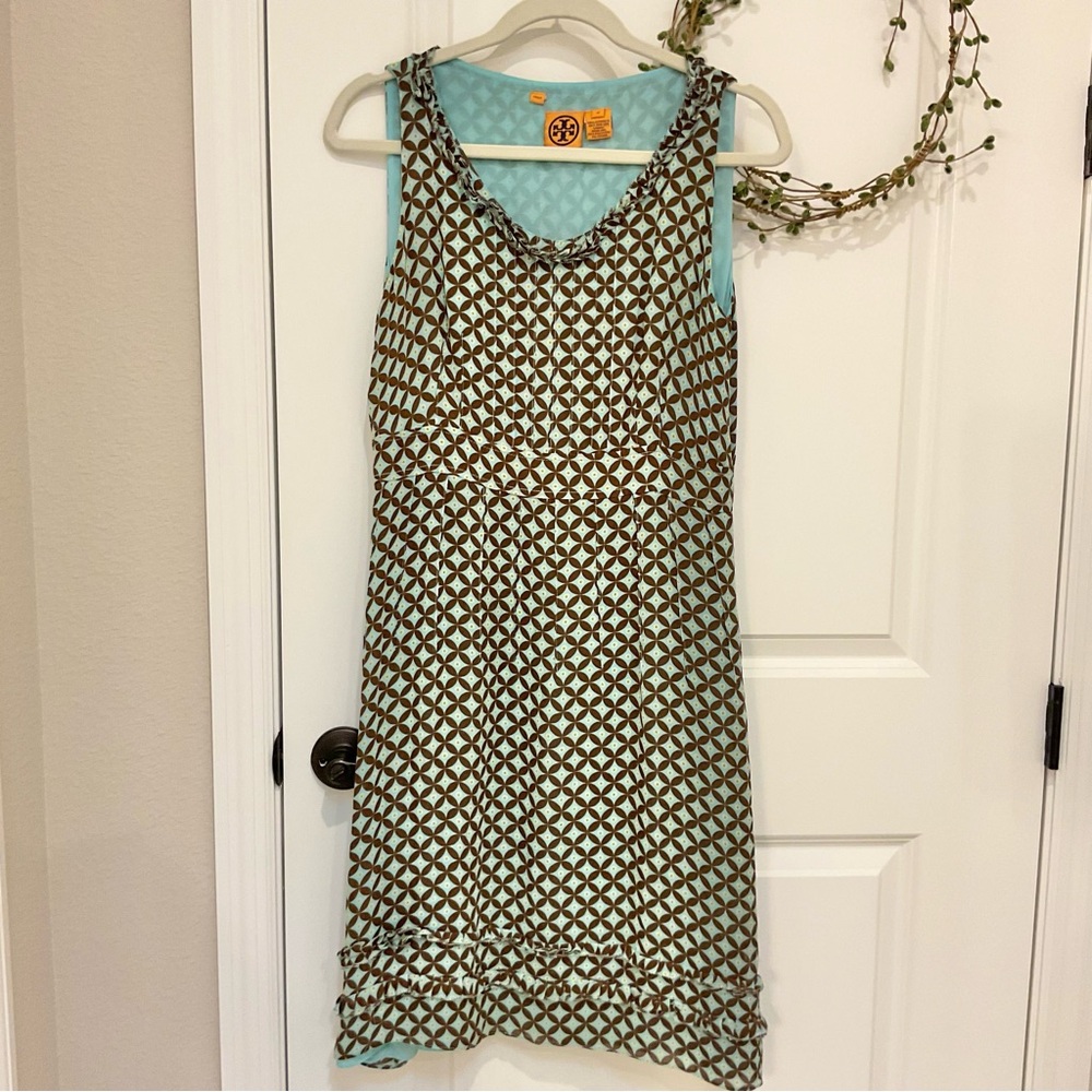 Tory Burch Silk Geometric Print Dress Size 12, EUC